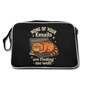 Cat on Laptop Email Saying - Retro Bag - black/white - Back
