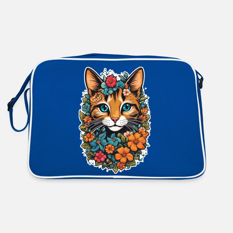 chat et fleur aquarelle Sac Retro