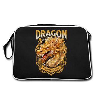 dragon, fantasy, magic, mysticism, mythology, creature - Retro Bag - black/white - Back