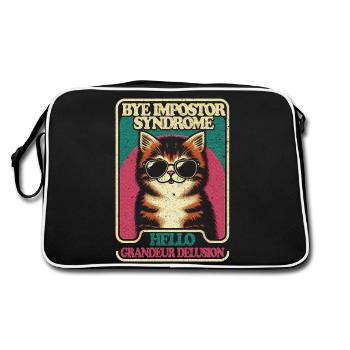 Bye Imposteur Syndrome Chat mignon et lunettes de soleil Kawaii - Sac Retro - noir/blanc - Dos