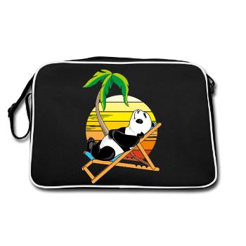 Ours panda heureux se relaxant sur la chaise longue - Sac Retro - noir/blanc - Dos