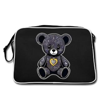 Romance Gothic Teddy Bear with Heart - Retro Bag - black/white - Back