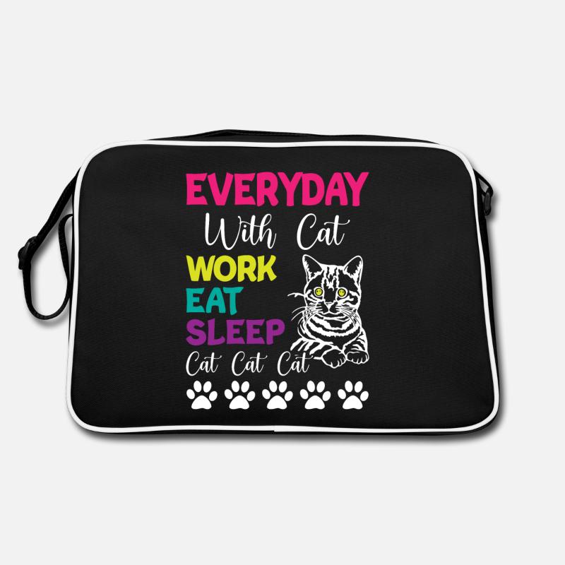 Tous les jours, c’est Chats Travail Manger Dormir Chat Chat Chat Sac Retro
