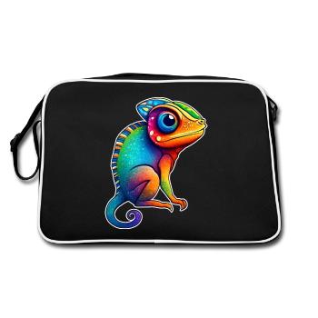 Cute little chameleon - Retro Bag - black/white - Back