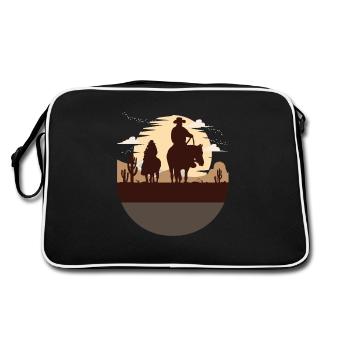 western riding, reining, quarter horse - Retro Bag - black/white - Back