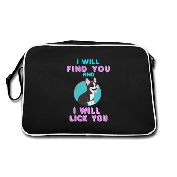 Boston Terrier, Boston Terrier Boston Terrier - Retro Tasche - Schwarz/Weiß - Hinten