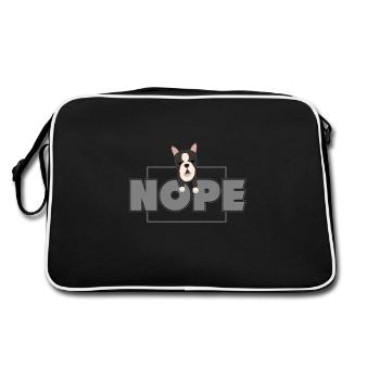 Boston Terrier, Boston Terrier Boston Terrier - Retro Tasche - Schwarz/Weiß - Hinten
