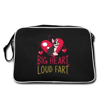 Boston Terrier, Boston Terrier Kostüm, Boston - Retro Tasche - Schwarz/Weiß - Hinten