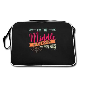 Siblings, siblings middle child, youngest - Retro Bag - black/white - Back