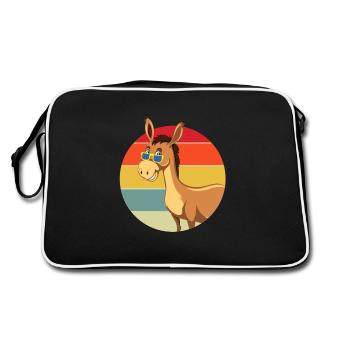 Esel, Esel Maultier, süßer Esel - Retro Tasche - Schwarz/Weiß - Hinten