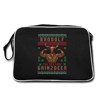 Gym de Noël, Gym de Noël Brodolf, salle de gym moche - Sac Retro - noir/blanc - Dos