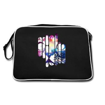 Crazy Space Cat (colored) - Retro Bag - black/white - Back