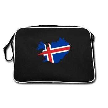 Iceland Flag Map - Retro Tasche - Schwarz/Weiß - Hinten