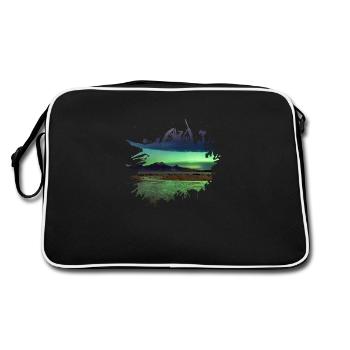 Nordpool Polarlicht Farbfleck - Retro Tasche - Schwarz/Weiß - Hinten