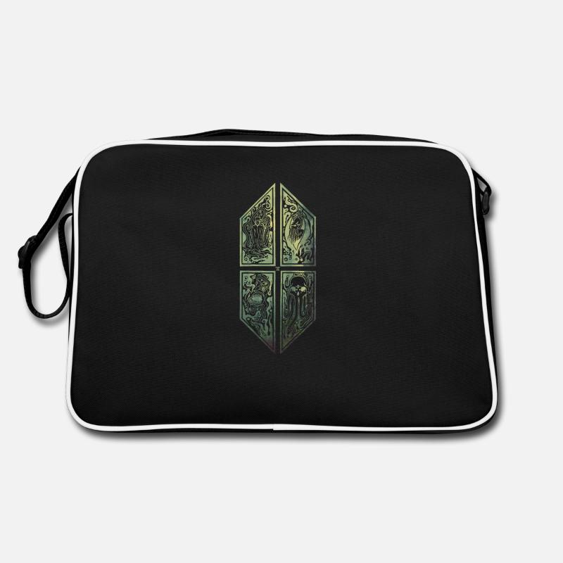 Cthulhu ornament cloud forest - Retro Bag - black/white