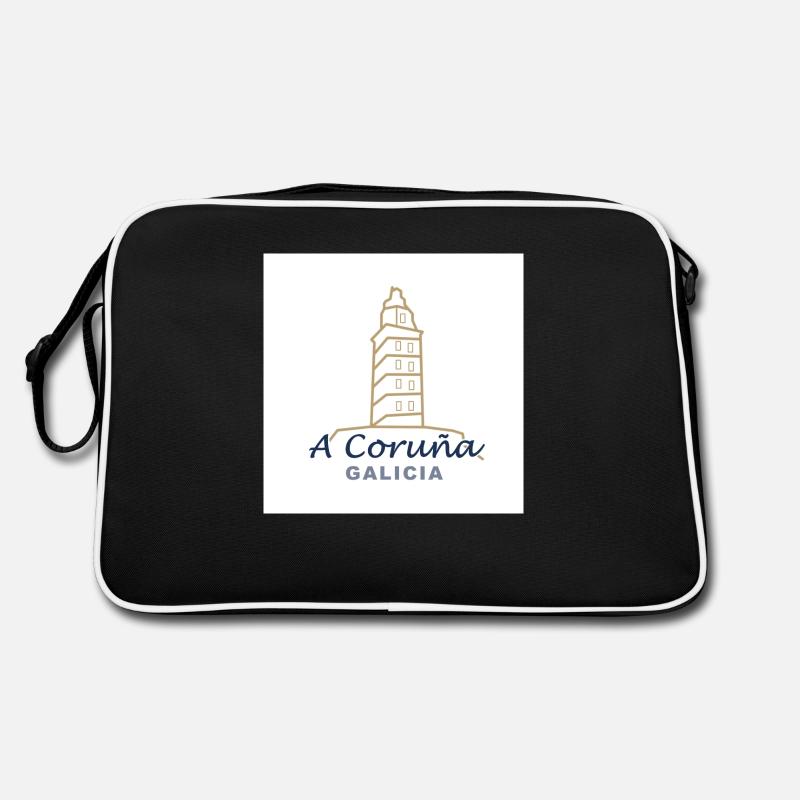A Coruña - Retro Tasche - Schwarz/Weiß