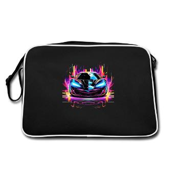 Das Futuristische Auto Mit Neonlichtern - Speed - Retro Tasche - Schwarz/Weiß - Hinten