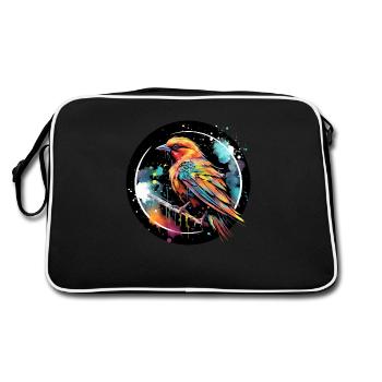 Oiseau Oiseau Songbird Cadeau pour les Fans d’Oiseaux Nature - Sac Retro - noir/blanc - Dos