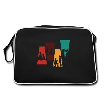 Vintage retro groom couple-bridal gift idea - Retro Bag - black/white - Back
