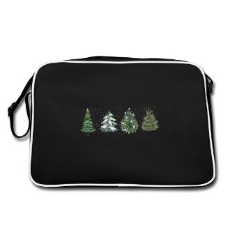 Weihnachtsbaum - Retro Tasche - Schwarz/Weiß - Hinten