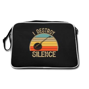 I Destroy Silence Banjo Instrument de musique drôle - Sac Retro - noir/blanc - Dos