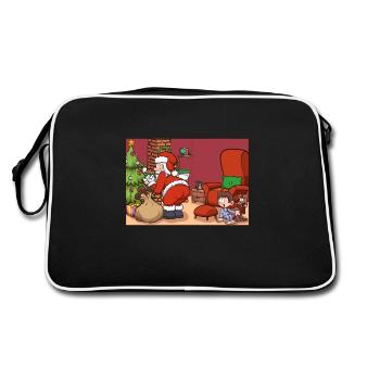 Der Weihnachtsmann wird an Heiligabend erwischt - Retro Tasche - Schwarz/Weiß - Hinten