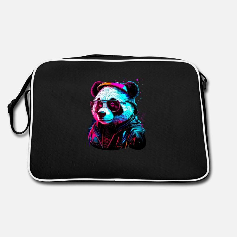 Panda-Hipster - Retro Tasche - Schwarz/Weiß