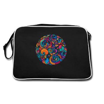 Psychedelischer Wirbel - Retro Tasche - Schwarz/Weiß - Hinten