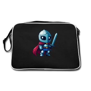 Tapferer Ritter im Comicstil für Kinder - Retro Tasche - Schwarz/Weiß - Hinten