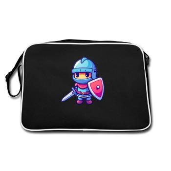 Tapferer Ritter im Comicstil für Kinder - Retro Tasche - Schwarz/Weiß - Hinten