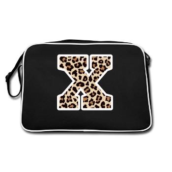 Letter X Leopard Pattern - Birthday Gift Idea - Retro Bag - black/white - Back