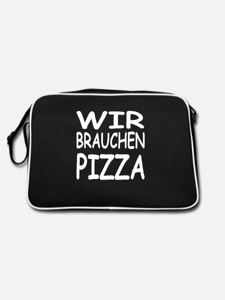Pizza - Retro Tasche - Schwarz/Weiß