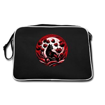 Chat noir Tulipes rouges - Sac Retro - noir/blanc - Dos