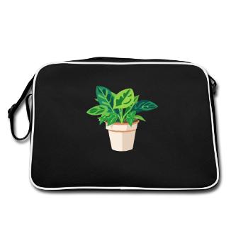 Planter des feuilles vertes en pot - Sac Retro - noir/blanc - Dos