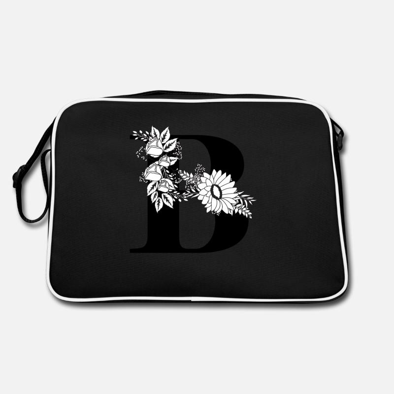 Letter b floral black and white Retro Bag