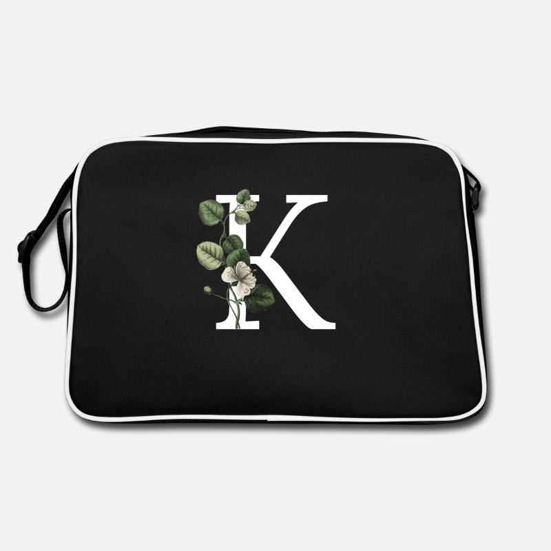 Grüner botanischer Buchstabe K Retro Tasche
