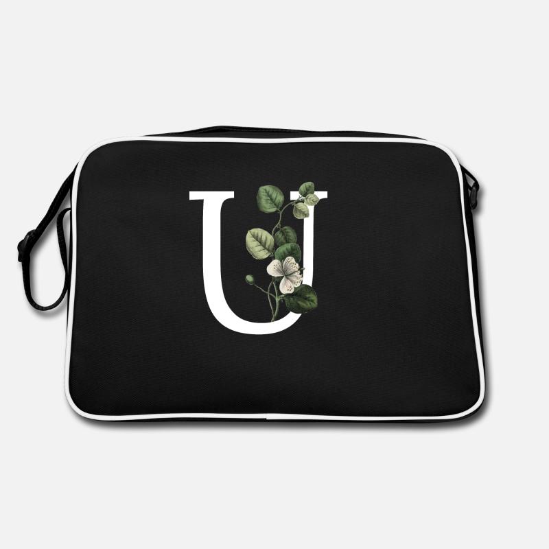 Buchstabe U Grün Botanisch Retro Tasche