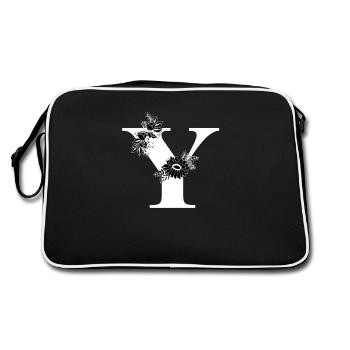Lettre y floral noir et blanc - Sac Retro - noir/blanc - Dos