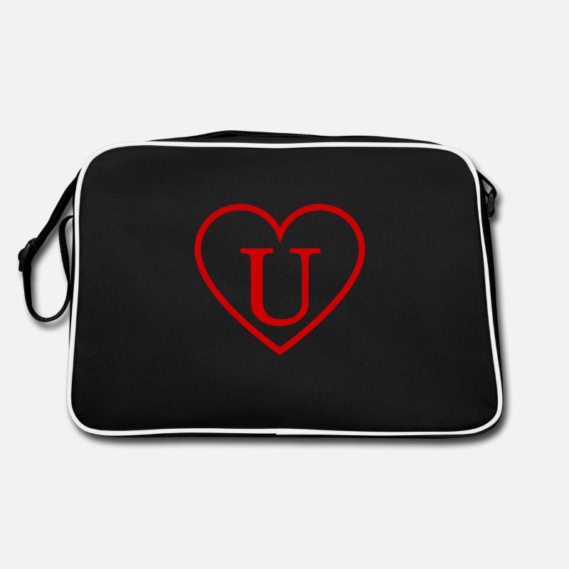 Buchstabe u rotes Herz Retro Tasche