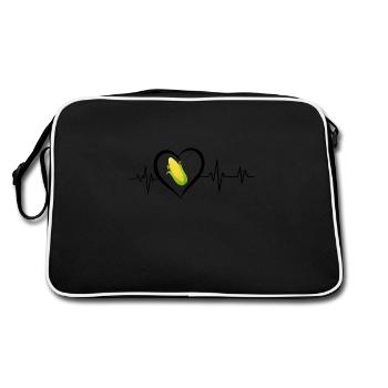 Herzschlag Mais - Retro Tasche - Schwarz/Weiß - Hinten