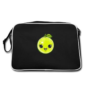 Happy lime in green cartoon style - Retro Bag - black/white - Back