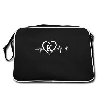Heartbeat Letter K - Retro Bag - black/white - Back