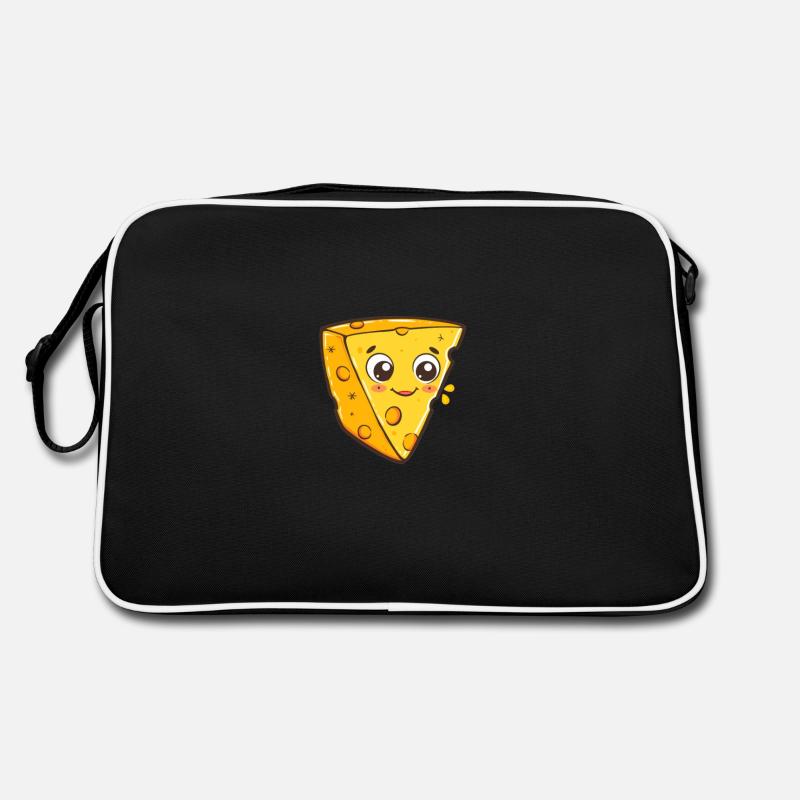 Happy Lined Cheese - Retro Bag - black/white