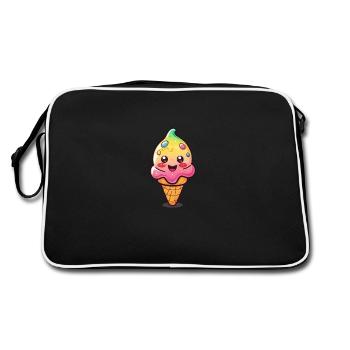 Buntes Eiscreme Design - Retro Tasche - Schwarz/Weiß - Hinten