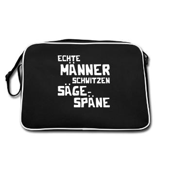 Echte Männer schwitzen Sägespäne - Kettensäge - Retro Tasche - Schwarz/Weiß - Hinten