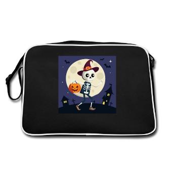 Cute skeleton in the moonlight - Retro Bag - black/white - Back