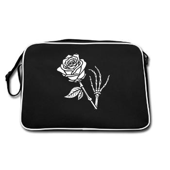 Main squelette fleurie - Sac Retro - noir/blanc - Dos