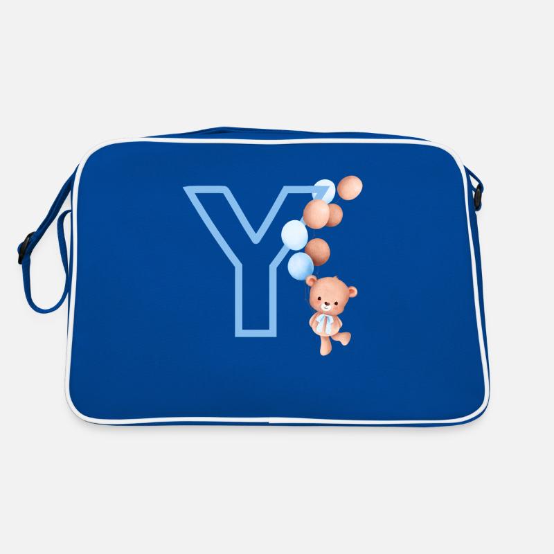 Blauer Buchstabe Y Bär Retro Tasche