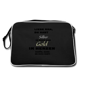 Silver Gold Font Design for Grandma - Retro Bag - black/white - Back