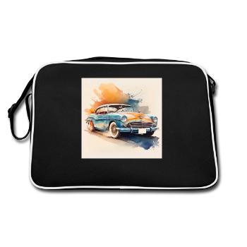 Vintage Classic Car Illustration - Retro Bag - black/white - Back